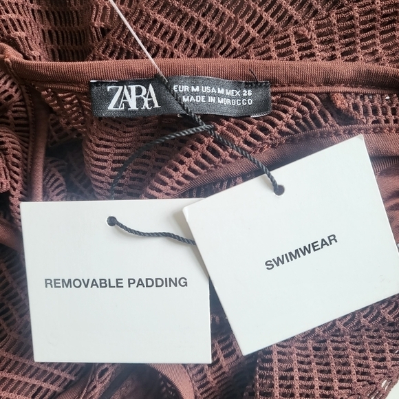 New Zara Mesh Brown One Piece Blogger/Influencer Fave Bodysuit/Swimsuit NWT Sz M - Picture 10 of 14